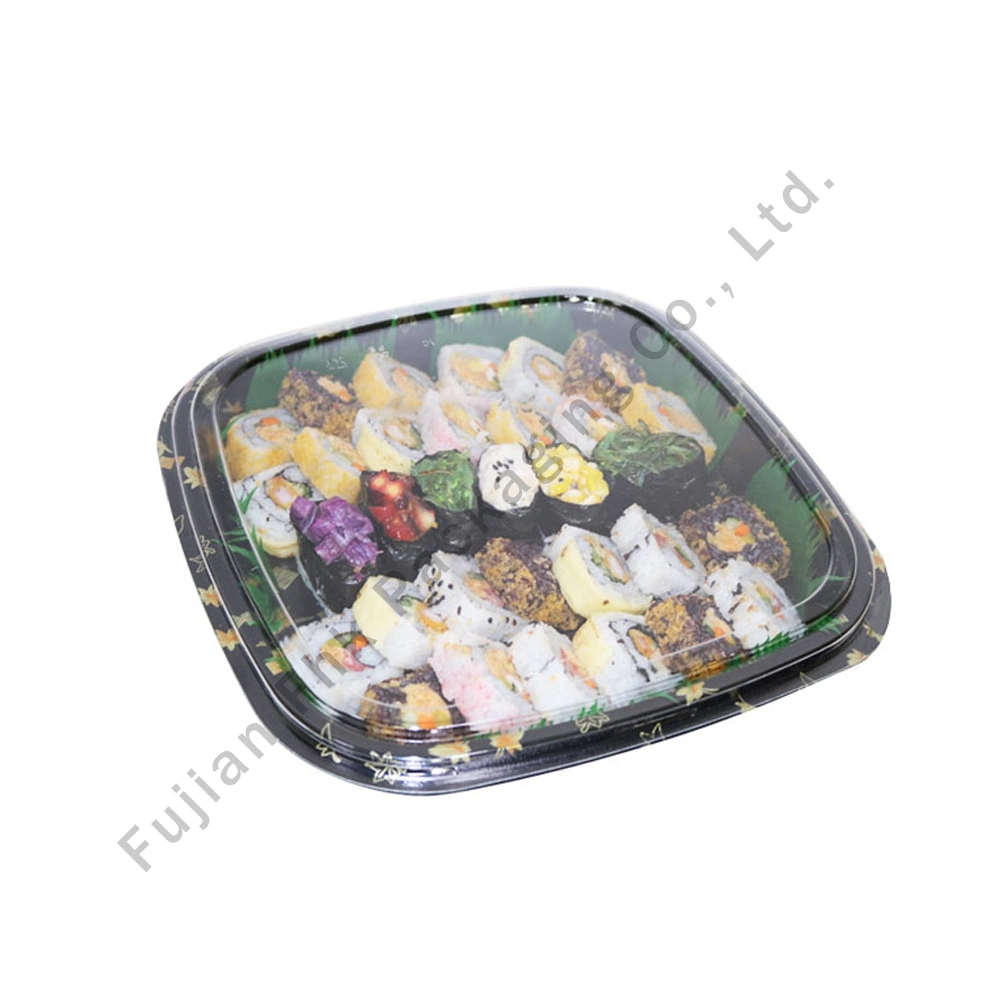 Disposable Sushi Packaging Tray Takakeaway Large Food Container with Anti Fog Lid