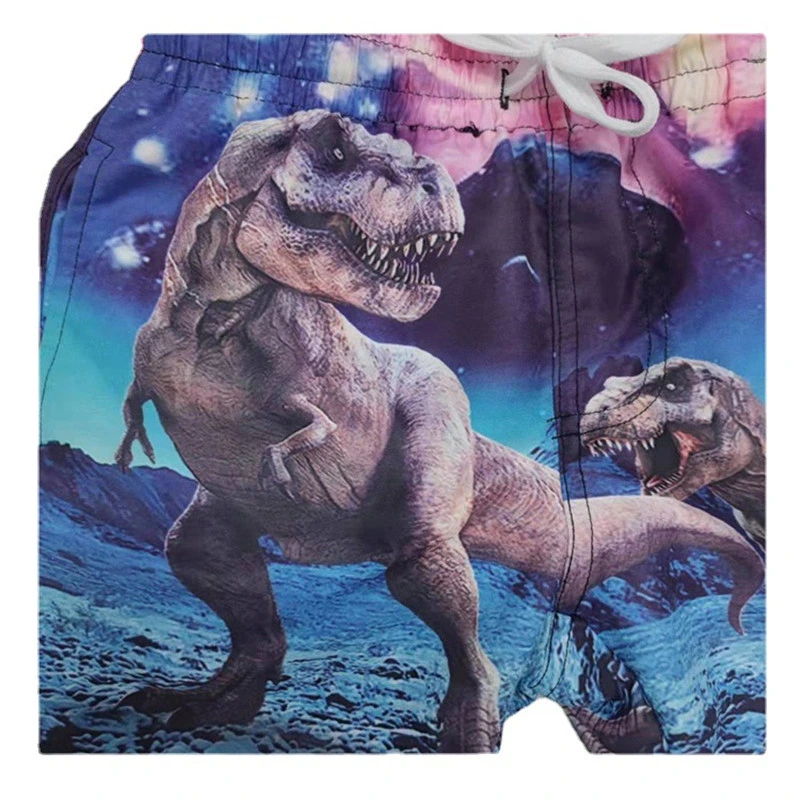 Summer Kids Beach Pants Tyrannosaurus Print Children's Shorts Polyester Beachwear