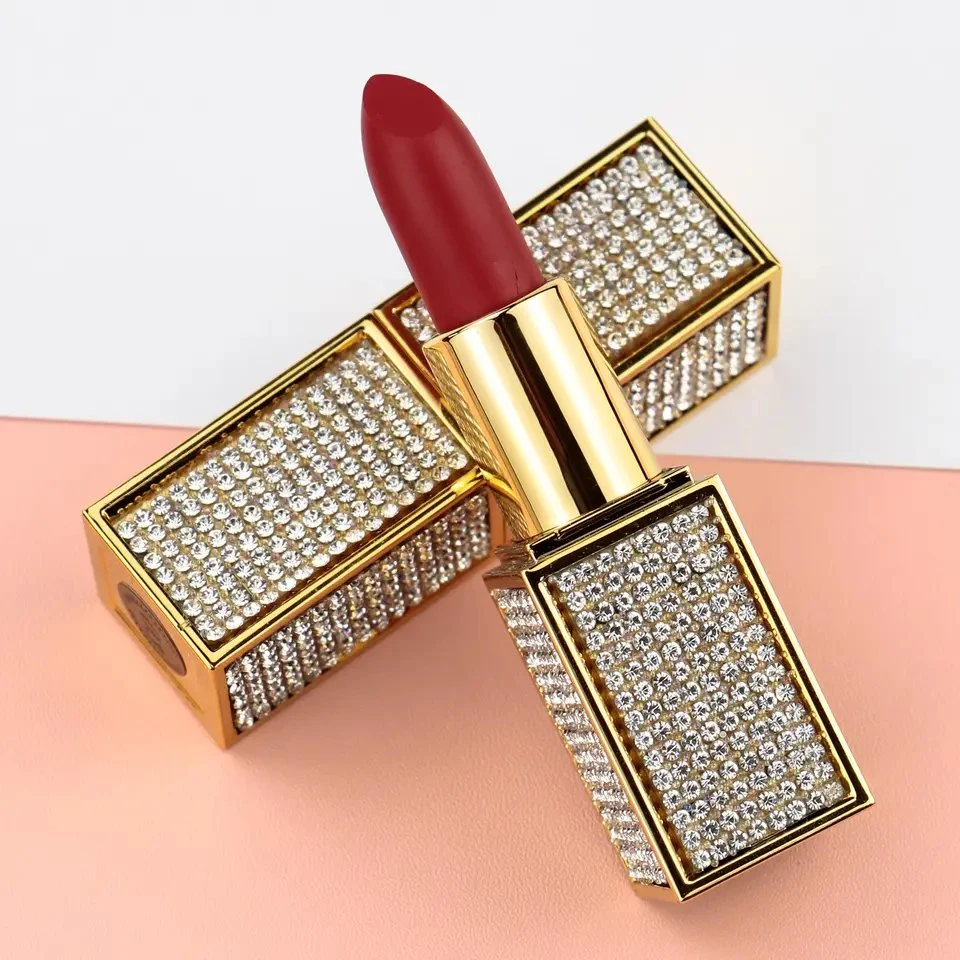 High Quality Beauty Woman Luxury Diamond Smooth Cosmetic Waterproof Long Lasting Cruelty Free Vegan Private Label Matte Lipstick