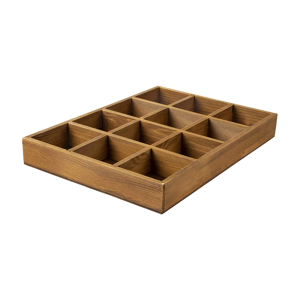 Caixa/tabuleiro de Madeira/madeira Multi-Grid com separadores para armazenamento de joias/Bolsa de chá/Loja/Cabo USB/drogas
