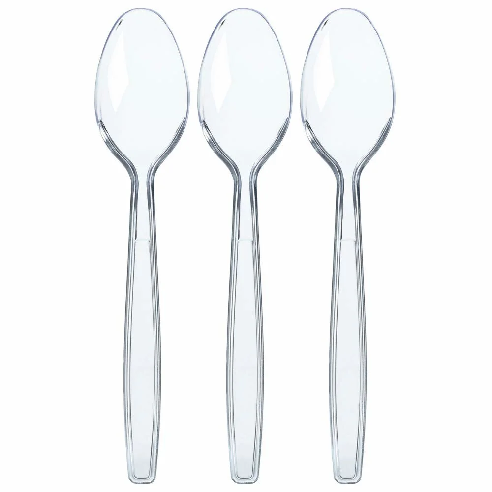 10PCS Clear Plastic Spoon Bulk Plastic Silverware Plastic Cutlery Spoons