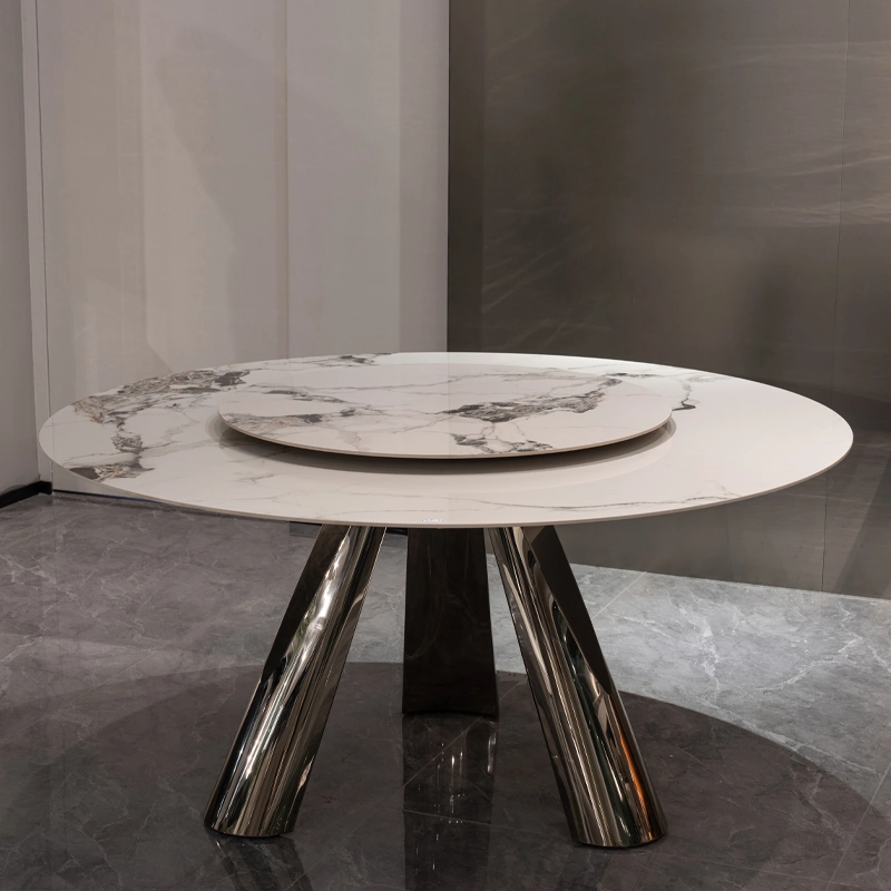 Table de salle à manger en métal pour mobilier de jardin extérieur et restaurant très demandée