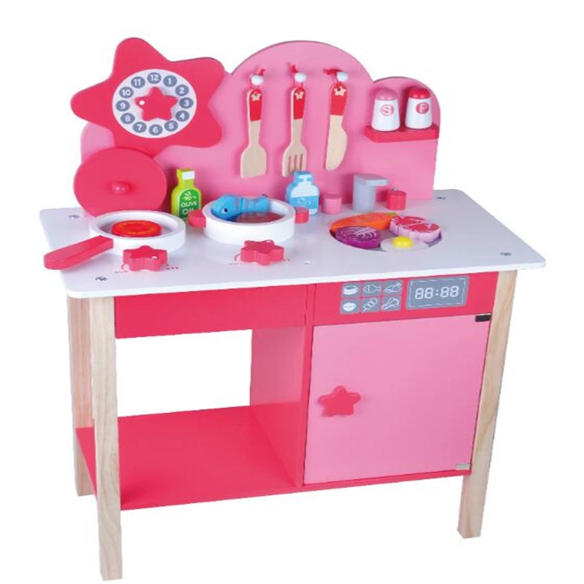 Education Children Pretend Play Wooden Cooking Toy Kids Kitchen Set