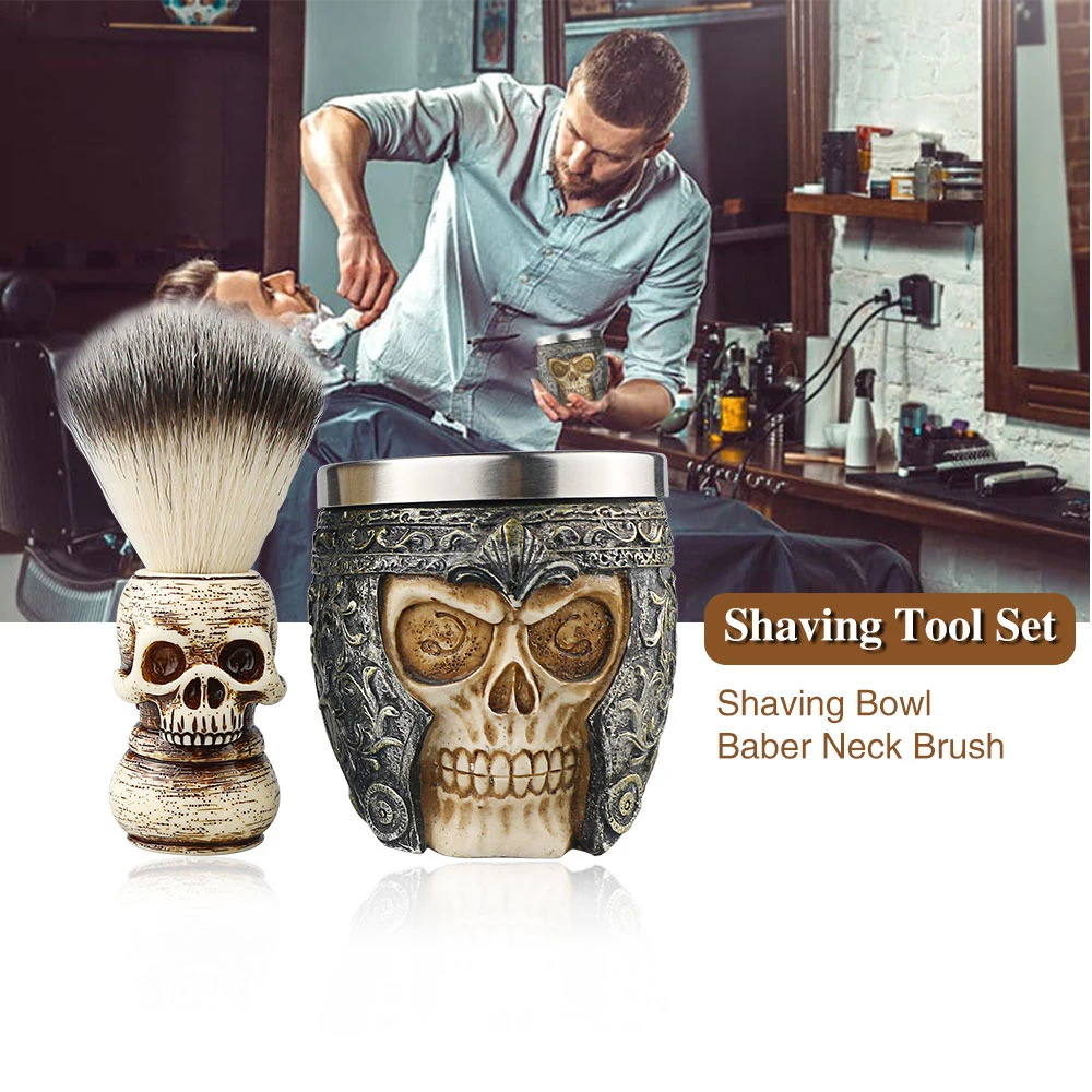 Barber Shaving Brush Foaming Soap Bowl Cleaning Beard Brush Set