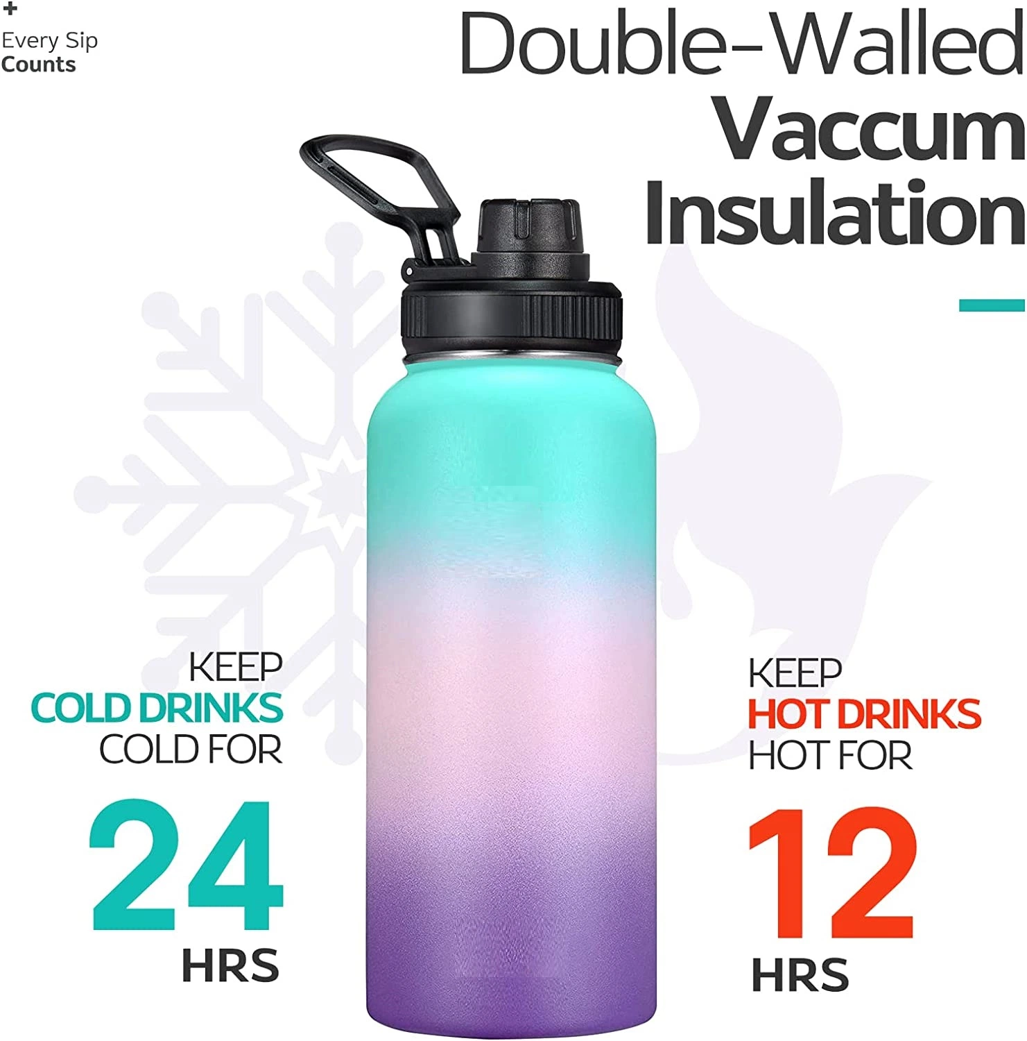 Amazon Source Hydrated Flask Vacuum Cup Stainless Steel Custom Logo Double Wall Keep Warm Cool Water Bottle