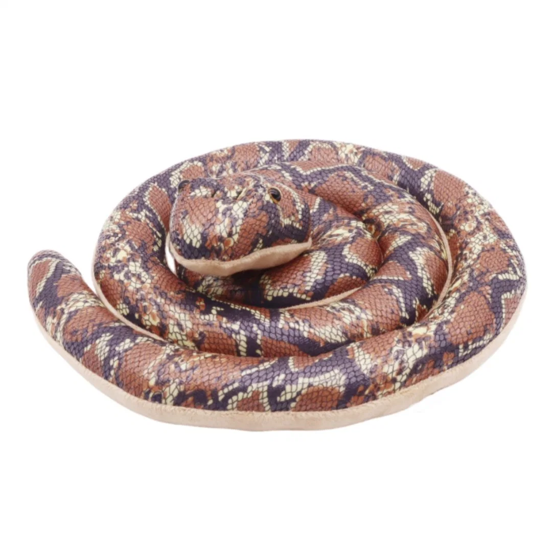 Promotion serpent sauvage en peluche 153cm plastique jaune yeux doux Peluche serpent pour enfants Brown Realistic Animal Toys