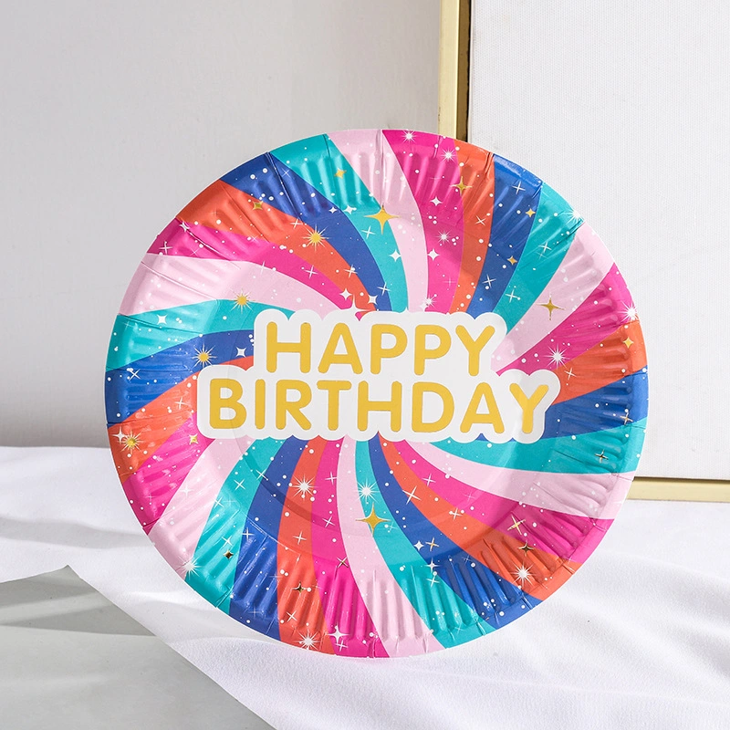 Colorful Plates Set of 10 PCS Disposable Paper Plates Set for Birthday Party