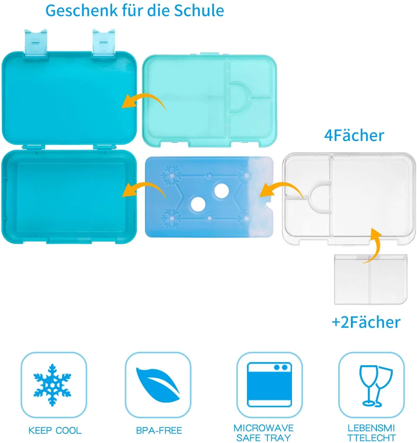 Aohea Pass FDA High Temperature Resistance Lunch Boxes for School Kids Without BPA Bento Boxes