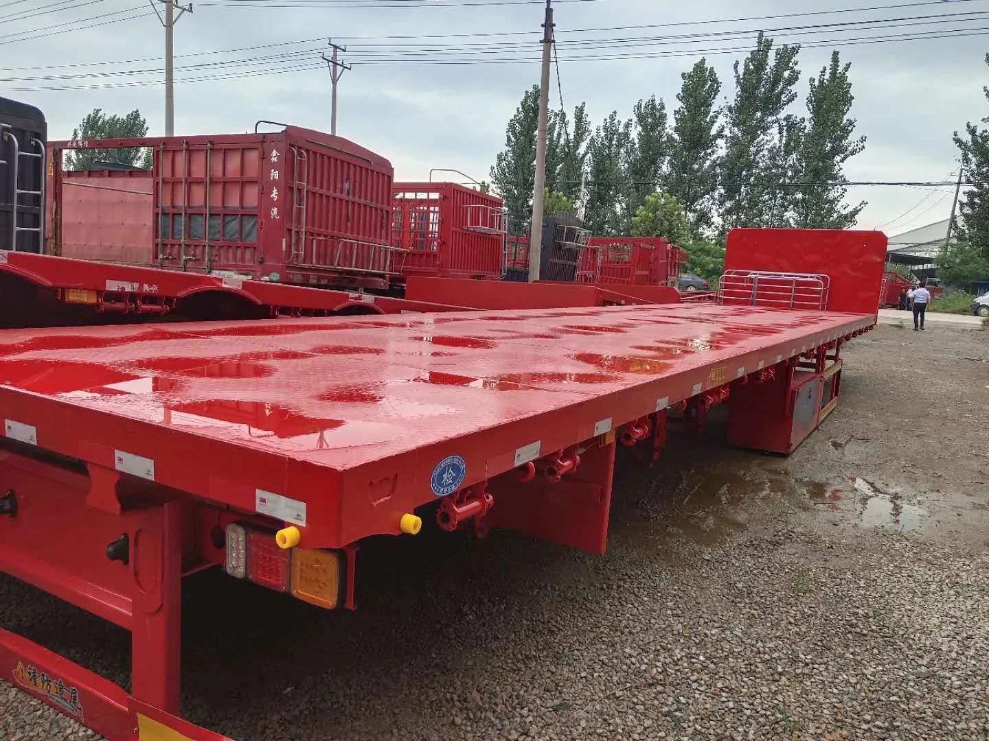 Used 3 Axles 40FT Container Transport Platform Flatbed Semi Trailer