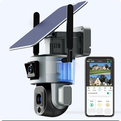4G Solar Wireless CCTV IP-Überwachungskamera Dual Lens10X Zoom 4K 8MP WiFi PTZ-Videoüberwachungskamera für den Außenbereich mit automatischer Verfolgung