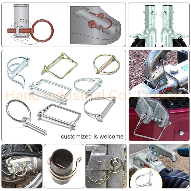 Stainless Steel 304 316 or Carbon Steel Zinc Plated D Shape Round with or Without Ear Hitch Wire Lock Pin