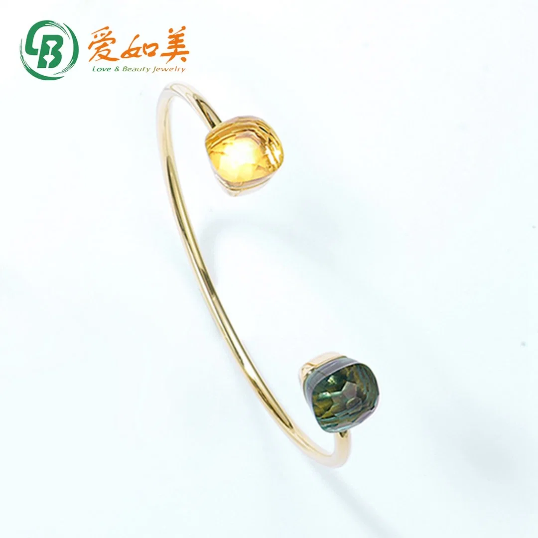 925 Sterling Silver Ins Jewelry Female Synthetic Lemon Crystal Green Amethyst Bracelet