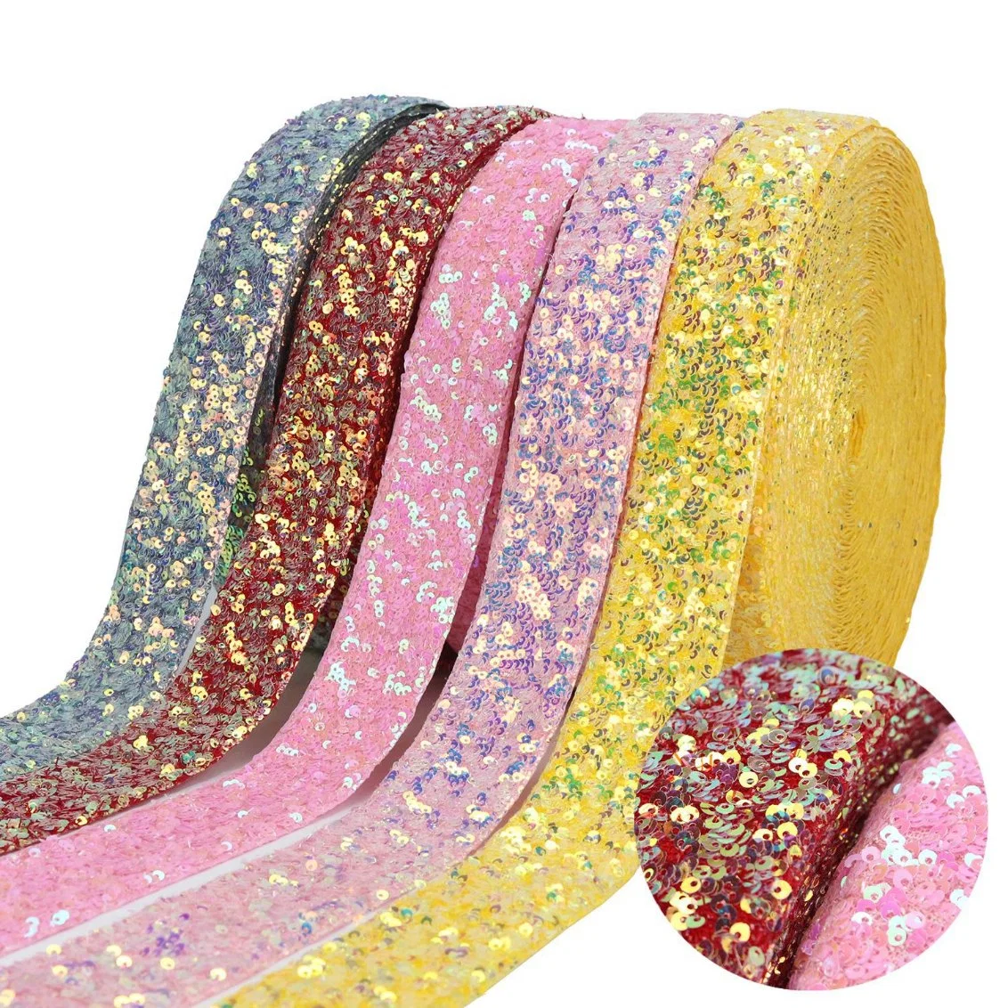 Source of Foreign Trade 38mm Sequins Ribbon, DIY Sequins Ribbon Scene Decoration Ribbon Gift Packaging Accessories