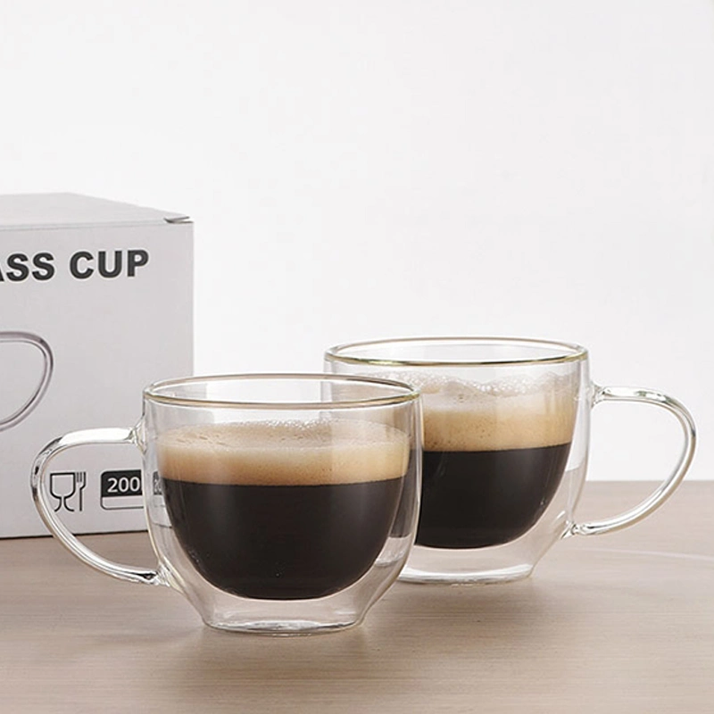Haute qualité en gros Tasse en verre à design unique Tasse en verre transparente Mug à café pour thé Vin Eau Verre en borosilicate Verre Vaisselle