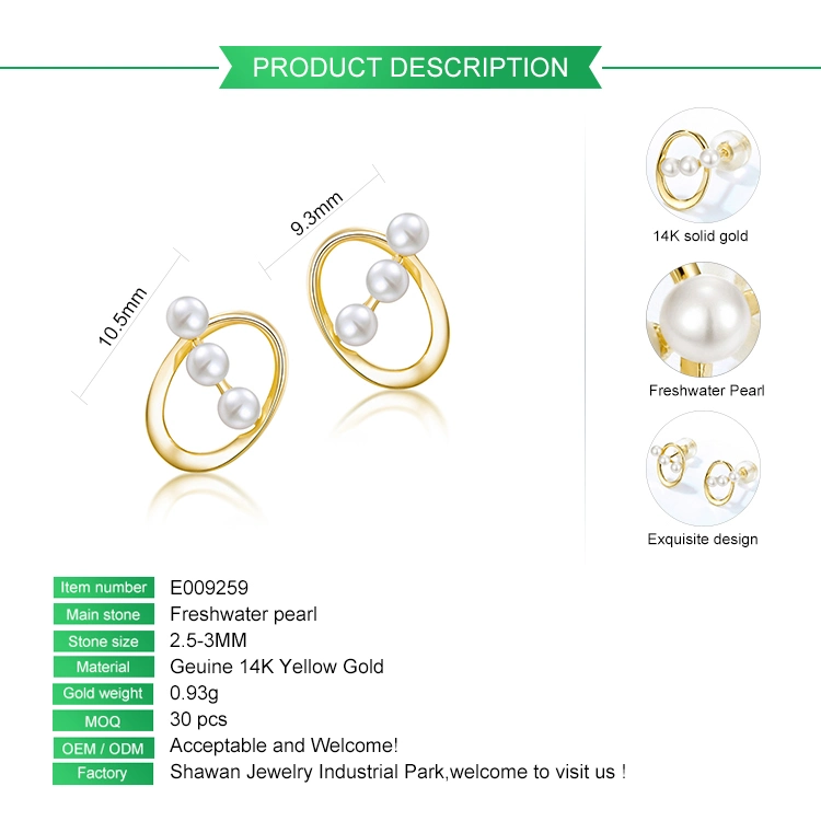 Individual Fashionable Au585 14K Solid Gold Stud Earrings Light Luxury Jewelry Design