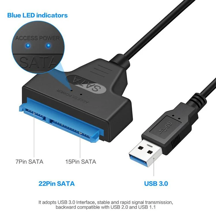 Externe Festplattenkabel SSD-Anschluss SATA-USB-Kabel Adapter 2,5 Zoll HDD IDE USB 3,0 Laptop 22 Pin SATA III-Kabel