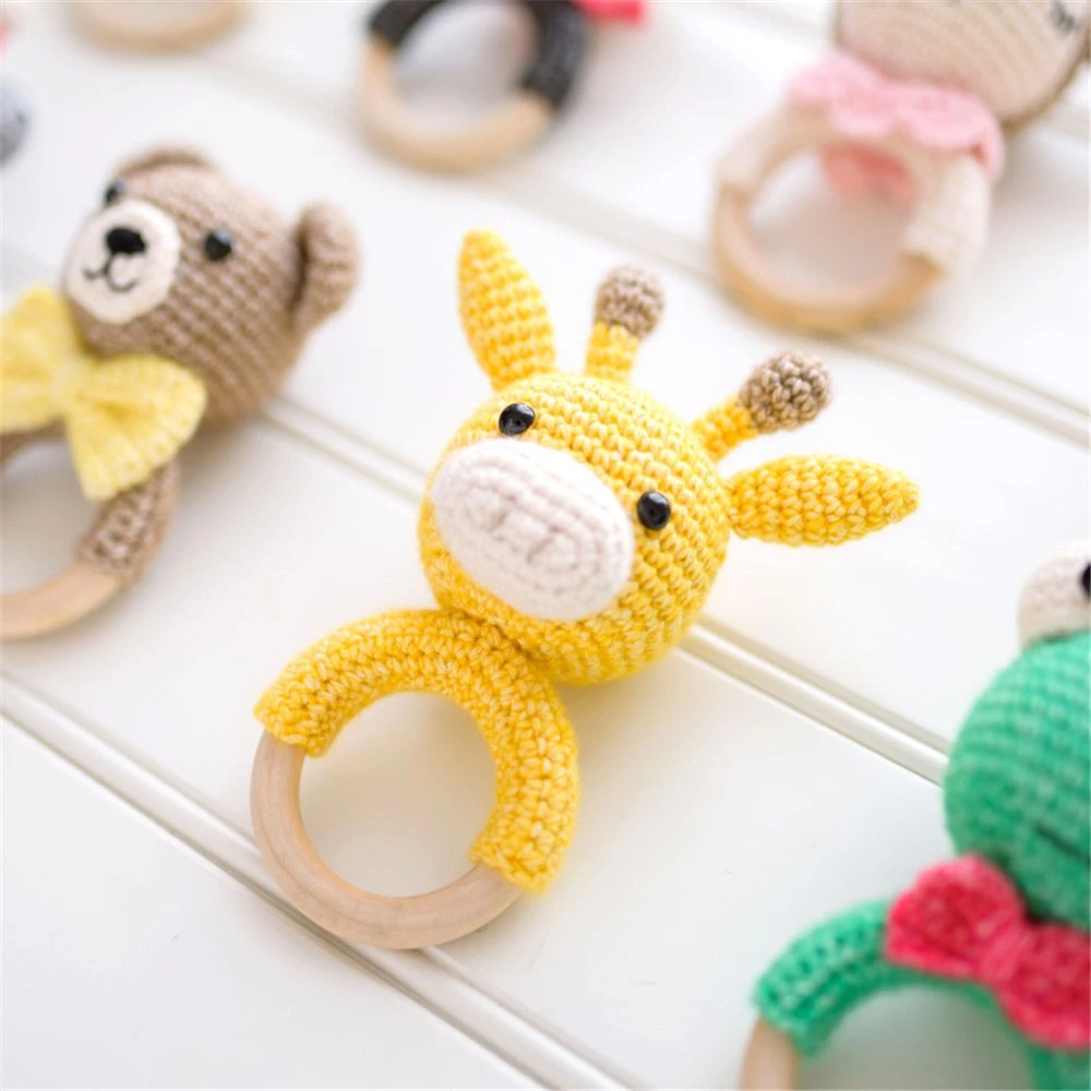 Neues Design Ausgestopfte Tiere Niedlichen Kawaii Super Soft Gestrickt Kaninchen Panda Rentier Baby Rassel Häkeln Plüsch Einhorn Spielzeug