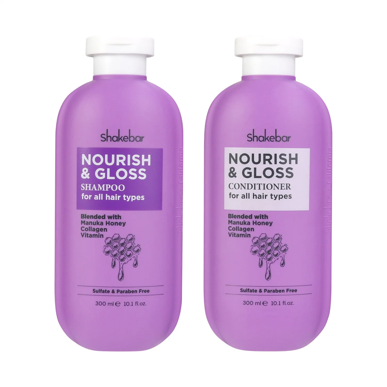 Shakebar Hair Products 300ml Collagen Nourish & Gloss Hair Shampoo and Conditioner for All Hair Types