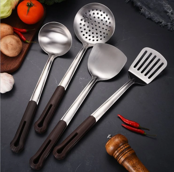 Wooden Handle Kitchen Cooking Tools Stainless Steel Kitchenware Set Cookware Tools