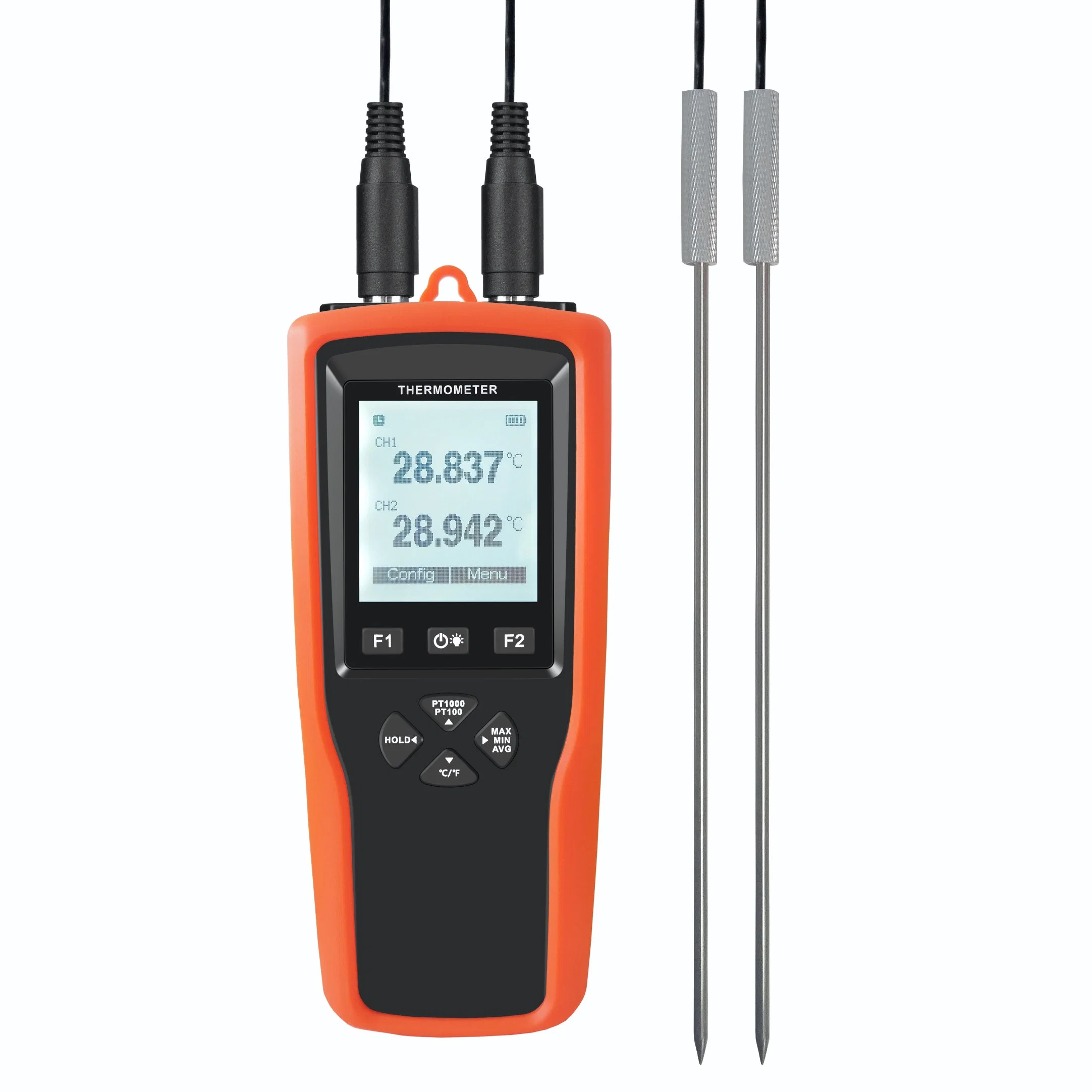 Medição da temperatura da sonda PT100 e PT1000 de calibração de vários pontos 2 canais Termómetro
