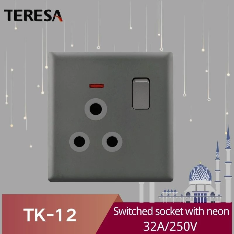 Wall Socket Double Switched with 2USB and 1 Type C Fast Charging 13 AMP 2 Gang Gray Electric Socket