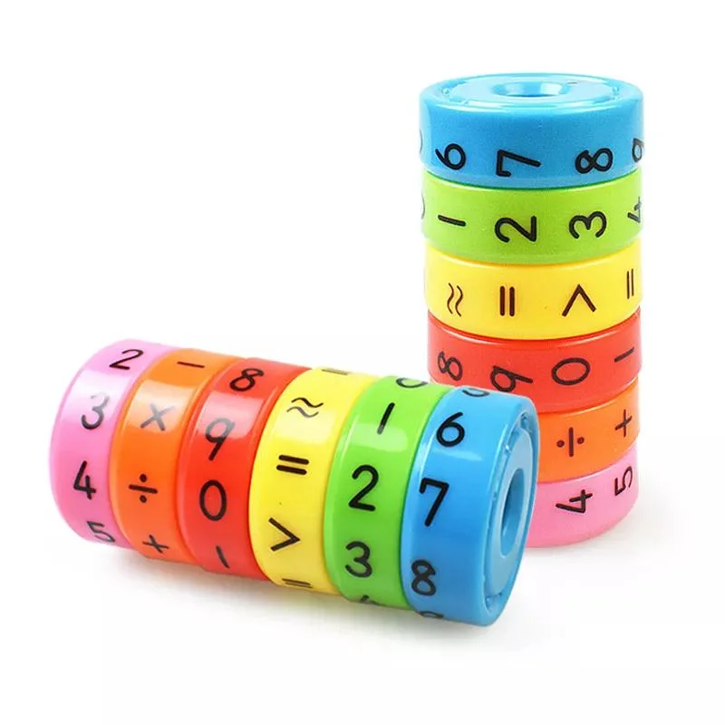 6PCS/Set Education Magnetic Mathematics Numerals Cylinder Learning Math Abacus Toy Kindergarten Primary School Kid Colorful Ring