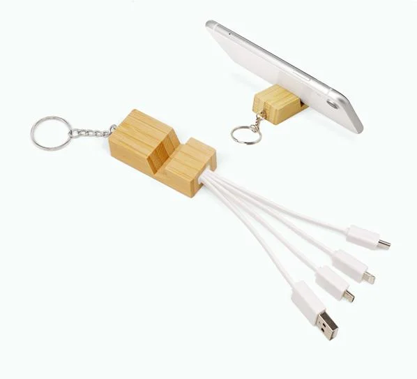 New Bamboo Wheat Straw USB Charging Cable 4 in 1 Multi Phone Charger Cable Micro USB 2 Type C 8pin USB Cable