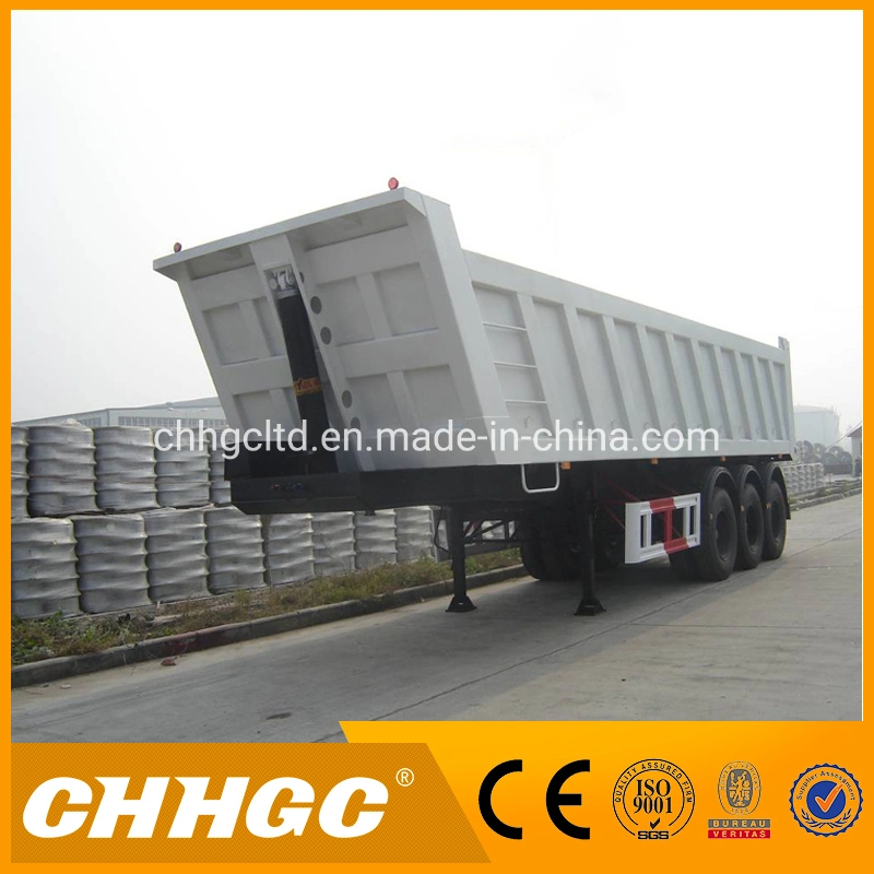 Open Top Container Van Type Dump Semi Trailer Rear Tipping Trailer for Construction Project