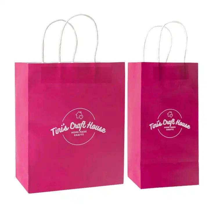 Custom Printed Shopping Paper Gift Bag Food Takeaway Packaging Paper Bag Promotion Carrier Kraft Twisted Handle Paper Bag