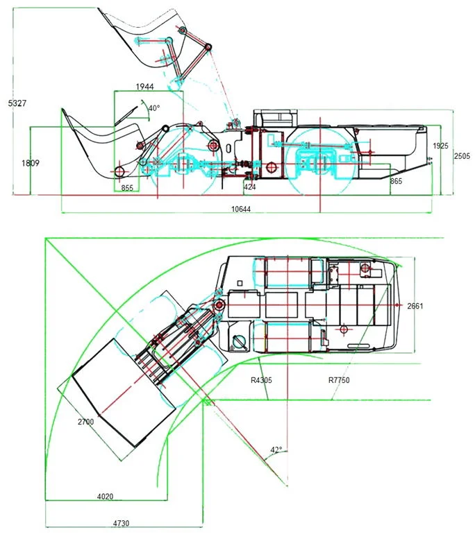 Compact and Lightweight Load Haul Dump (LHD) for Narrow Vein Mining. Diesel LHD Wj-6