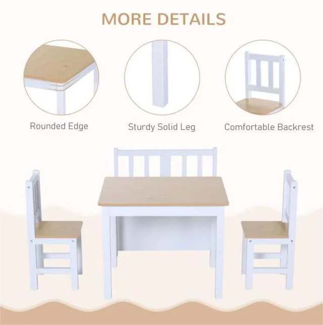 أوكازيون جيد نشاط الأطفال طاولة بيضاء خشبية صلبة لعب الأطفال مجموعات الطاولات مع كرسي