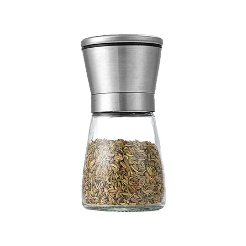 Hot Selling Stainless Steel Adjustable Coarseness Salt Mill Glass Bottle Good Grips Contoured Mess-Free Pepper Grinder