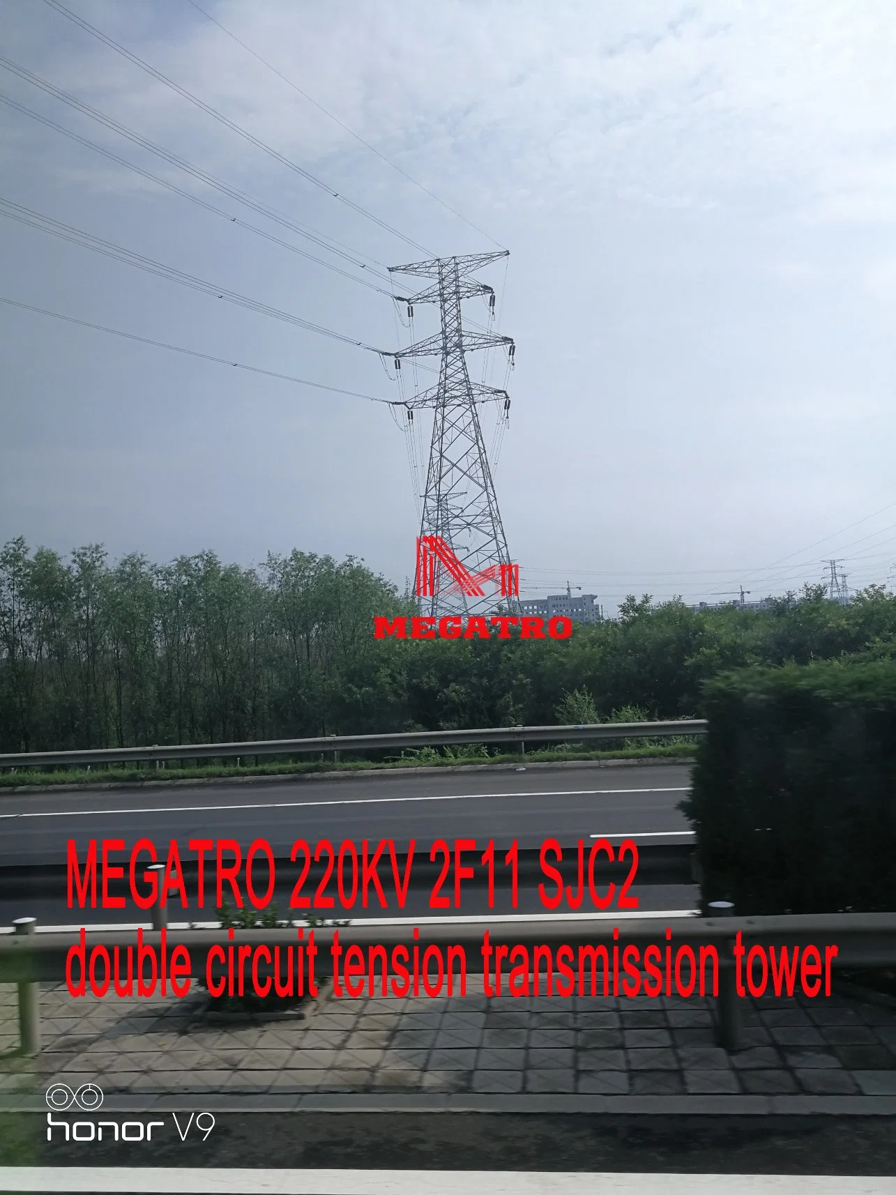 Megatro 220kv 2F11 Sjc2 tensión de la torre de transmisión de doble circuito