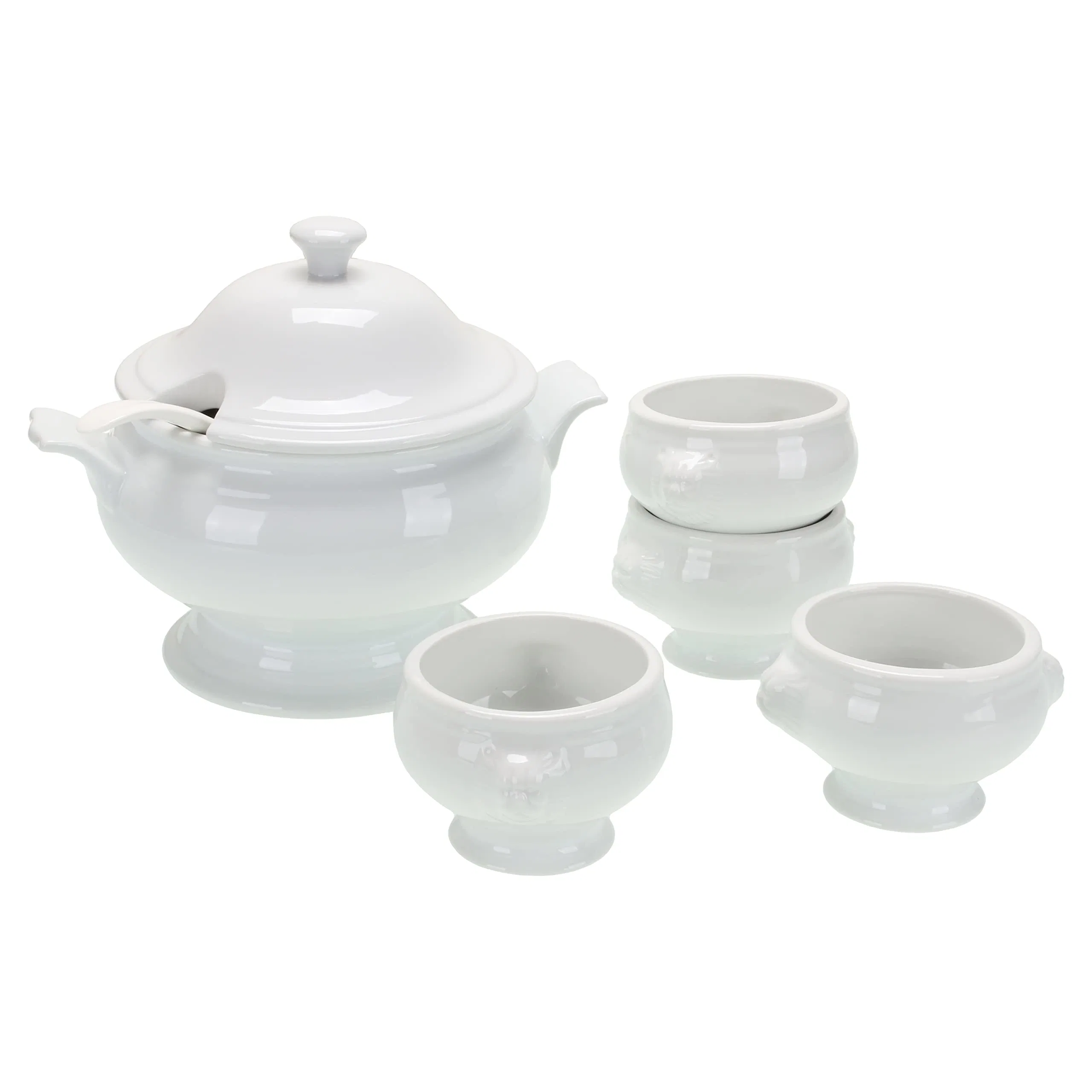 Special Offer Price Porcelain Classic Ladle Head Bowls White Soup Tureen