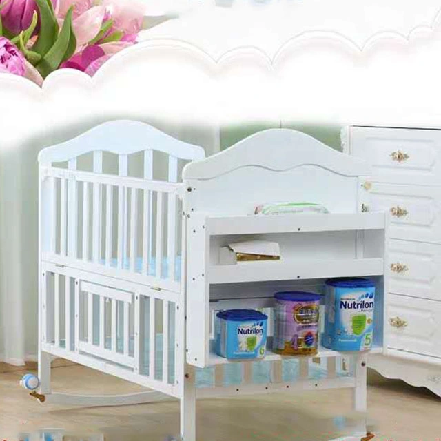 High quality/High cost performance  Multifunction Wooden Baby Crib Bed Bedside Bed