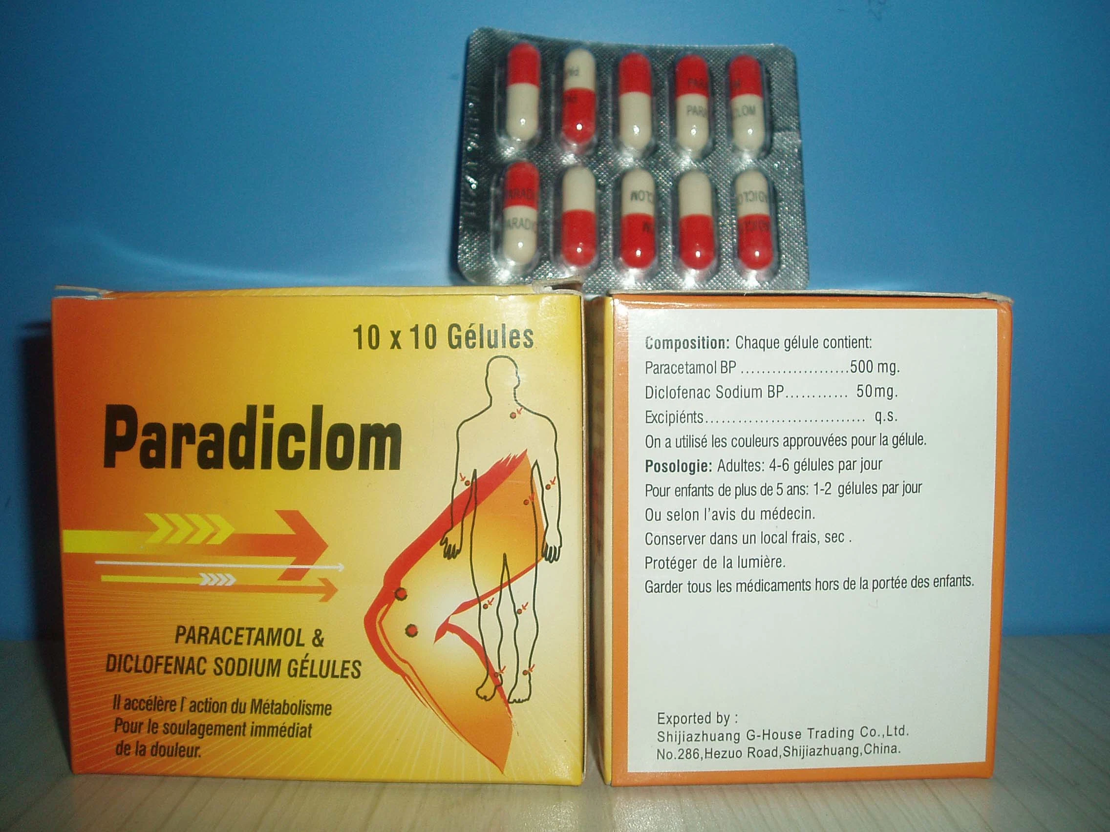 Complex Paracetamol and Diclofenac Capsules Finished Medicine Pharmaceuticals Drug