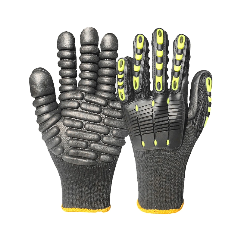 Custom TPR Anti Vibration Work Gloves, Shock Proof Impact Reducing Latex Coated Foam Finish Safety Gloves Luvas Guantes