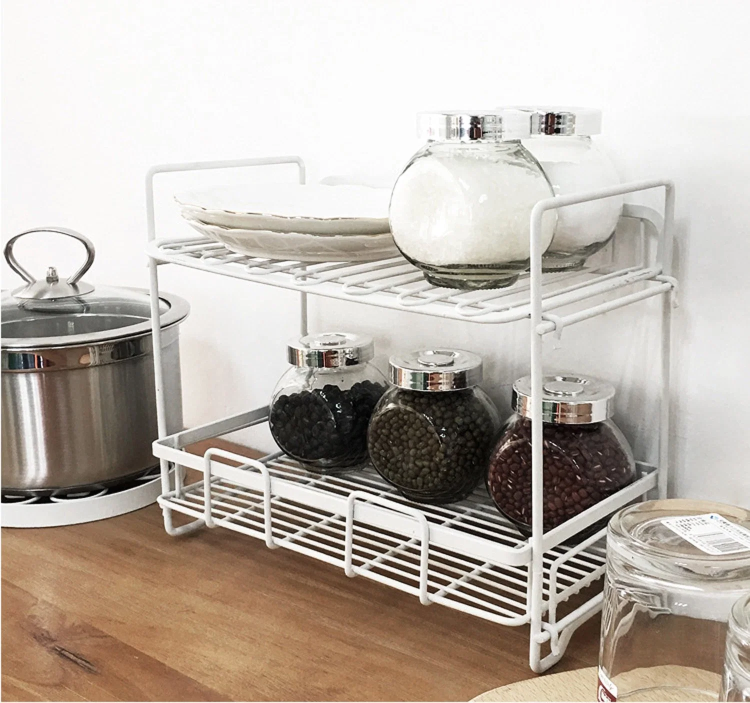 Kitchen Counter-Top or Wall Mount Spice Rack Jars Storage Organizer Spice Racks