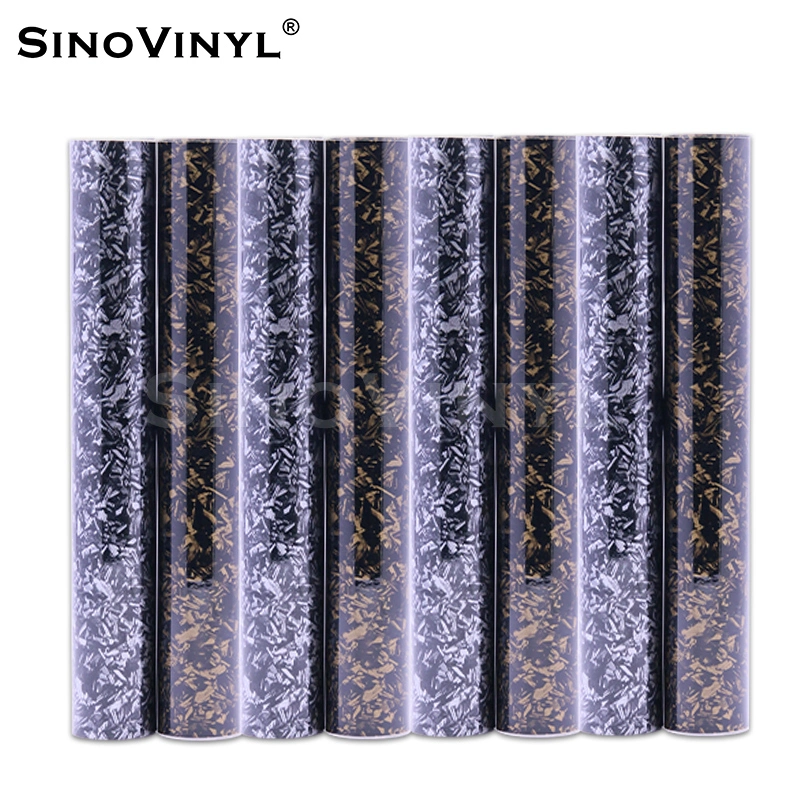 SINOVINYL Forging Pattern High Glossy Surface Gold Black Motorcycle Stickers Car Wrap Foil