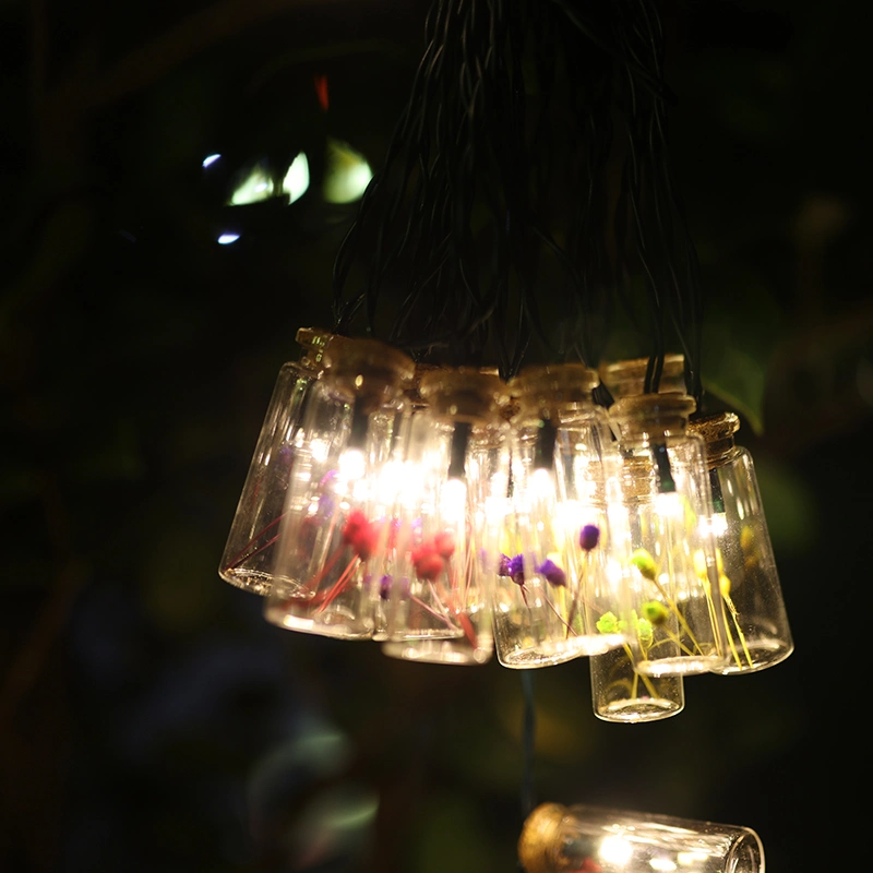 LED Glass Bottle Flower Fairy Lights Outdoor Waterproof Garden Tree Decoration String Lights
