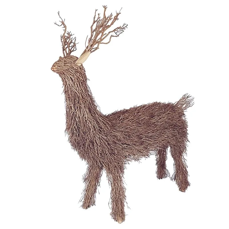 Natural Tea Tree Branch Deer for Christmas Ornaments Crafts