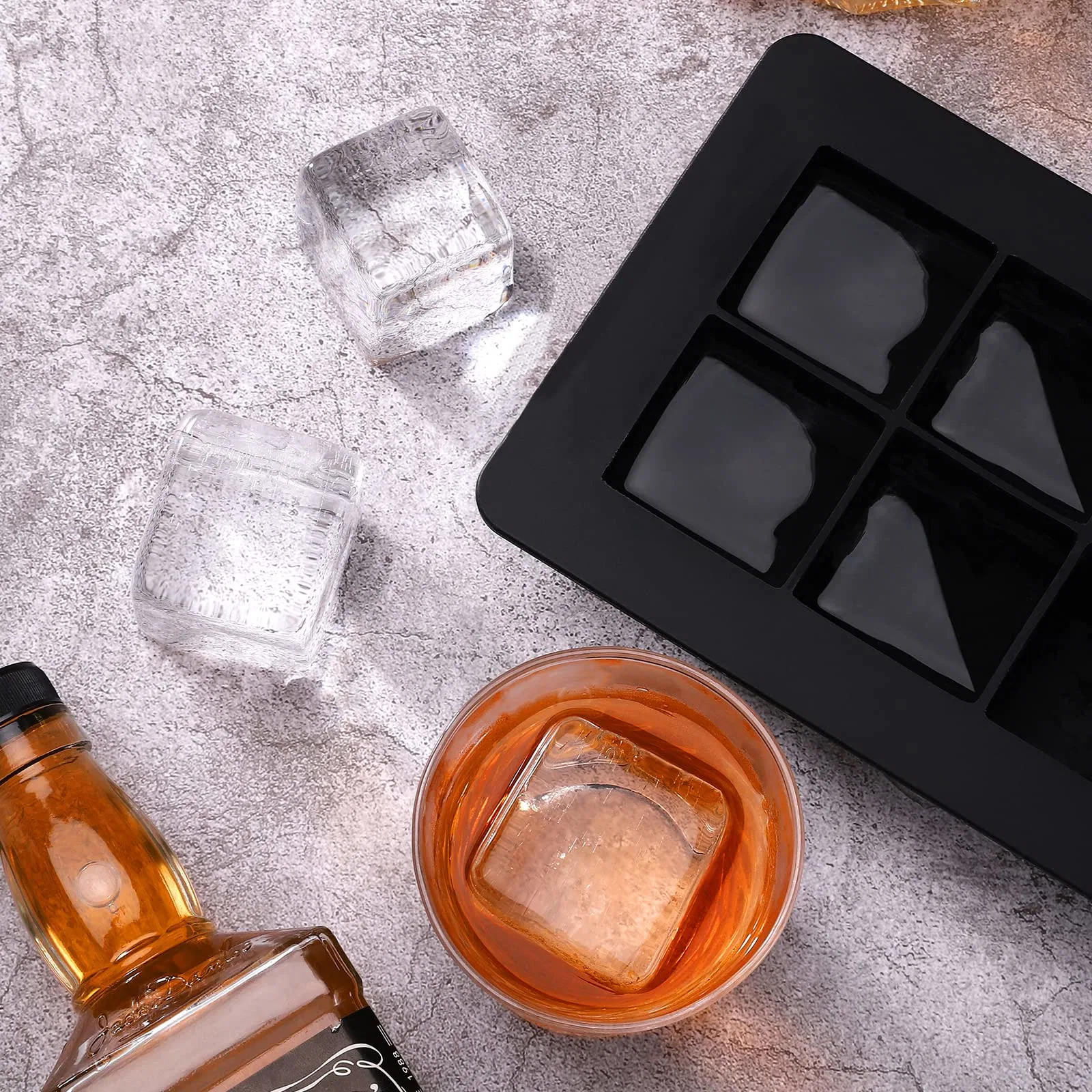 Bandejas de silicona esfera Whiskey Ice-Ball Maker cócteles grandes cuadrados hielo Moldes de cubos