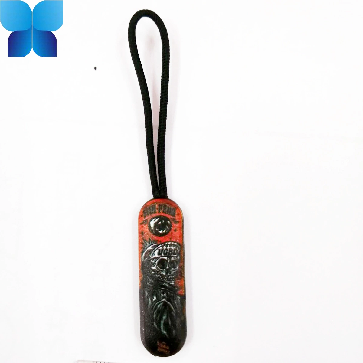 Black Plastic Rubber Zipper Puller with String for Garment