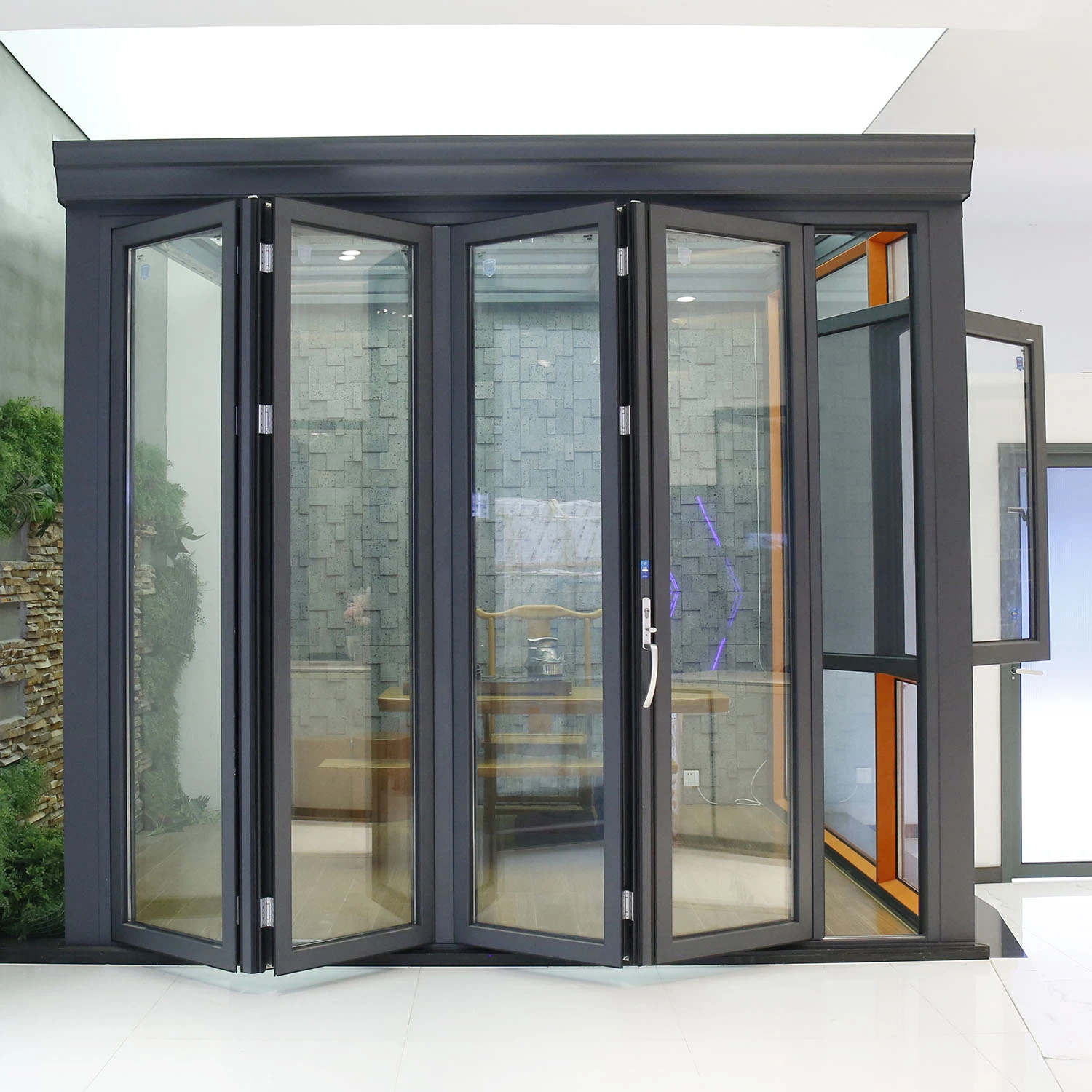 Sixinalu Material de construcción de perfiles de aluminio Home utiliza díptico puerta plegable