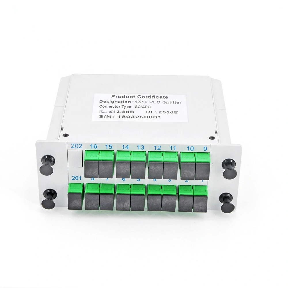 Best Sale Fiber Optic Cassette Card Inserting Modular with Sc/APC Connector 1X16 PLC Splitter