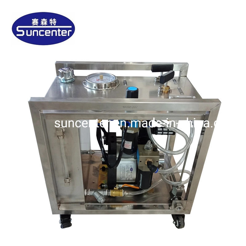 Suncenter Portable Stainless Steel Air Driven Hydraulic Pump Pressure Test Bench for Pipes and Hoses