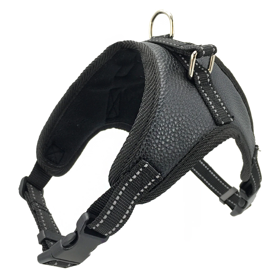 Wholesale Soft Warm Natural Leather No-Pull Reflective Adjustable Dog Harness Pet Products