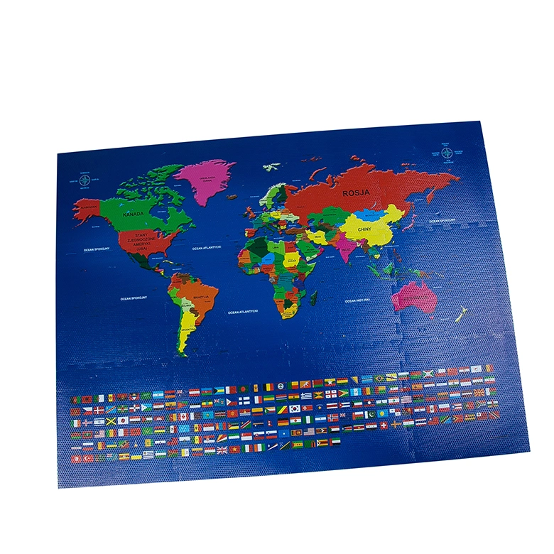 Printing World Map Custom Floor EVA Foam Puzzle Mat for Activity Area