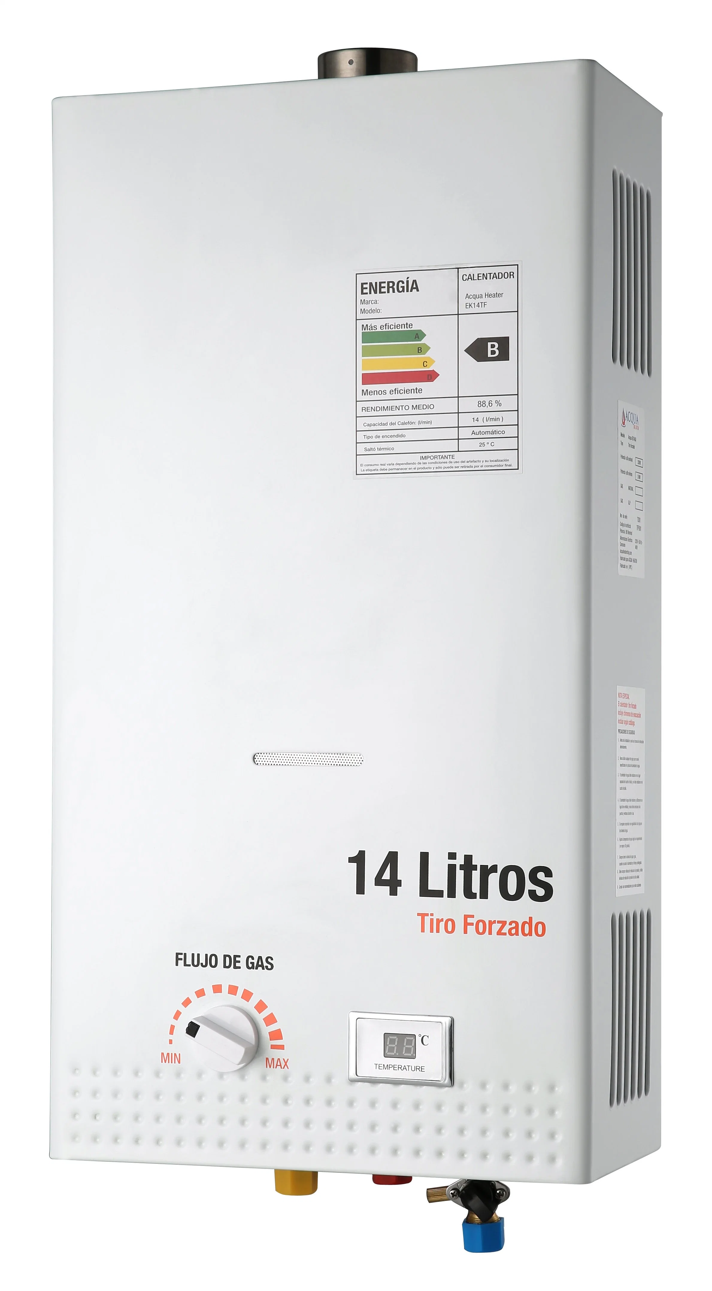 10L 12L de gas de alta eficiencia géiser con pantalla LCD