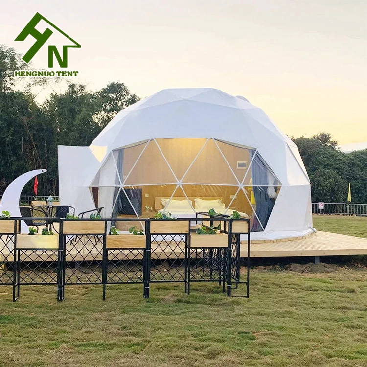 Simple Installation European Style Multi-Color Luxury Glamping Hotel Prefab House Nordic Outdoor Adventure Hiking Camping Dome Tent with Toilet and Bathroom